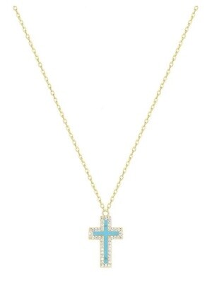 AVE ISABELLA TURQUOISE CROSS NECKLACE