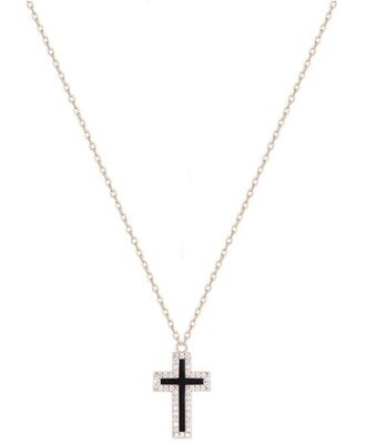 AVE ISABELLA ONYX CROSS NECKLACE