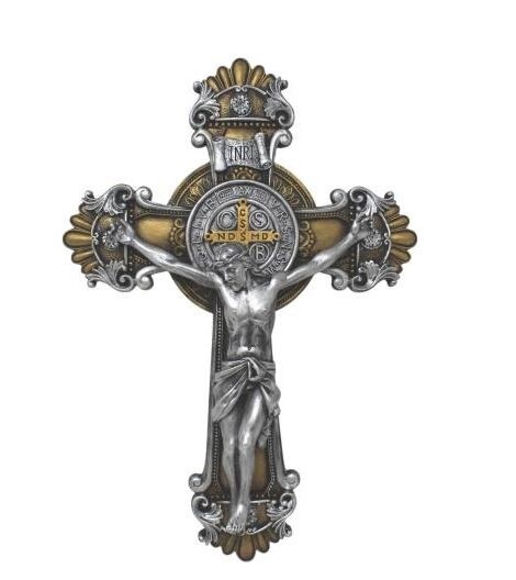 St. Benedict Wall Crucifix Silver/Gold