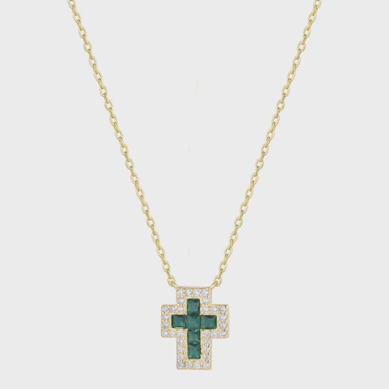 AVE SARAI EMERALD CROSS NECKLACE