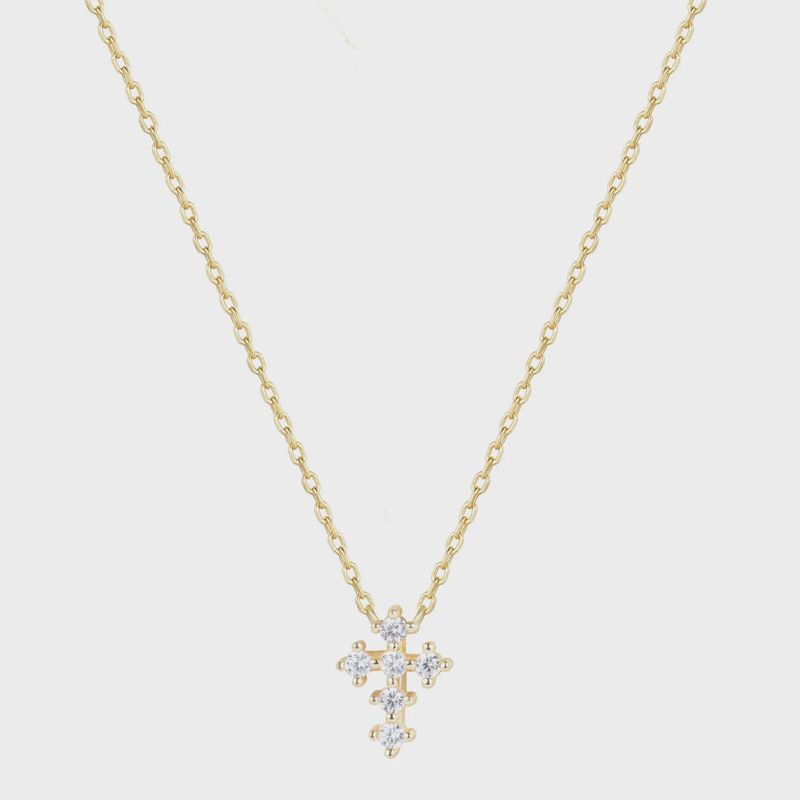 AVE ANISE CRYSTAL MINI CROSS NECKLACE