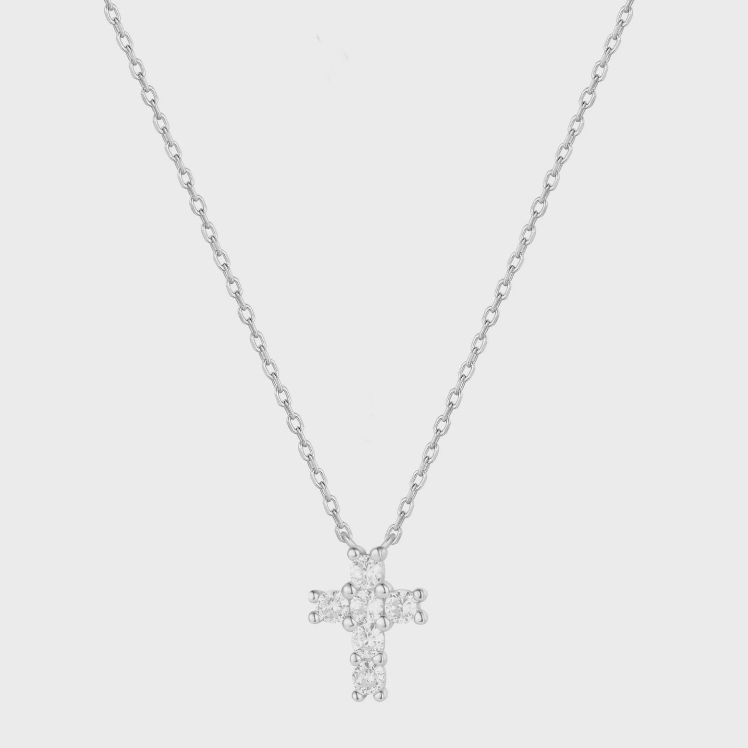 AVE EDEN CRYSTAL CROSS NECKLACE, Colour: SIlVER