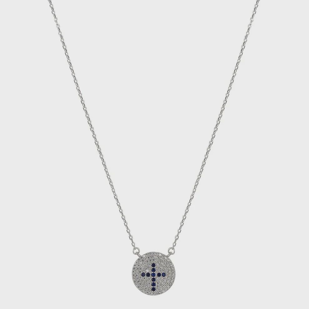 AVE BLUE CROSS NECKLACE, Colour: SILVER