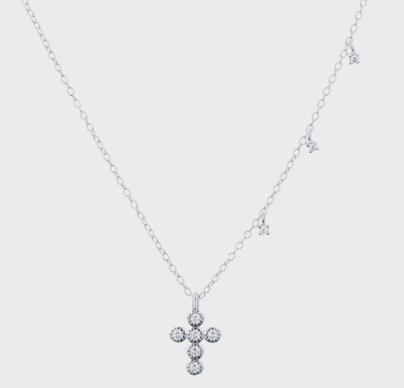 AVE ALINA CRYSTAL MINI CROSS NECKLACE