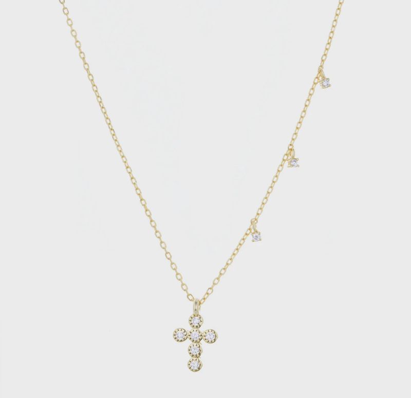 AVE ALINA CRYSTAL MINI CROSS NECKLACE