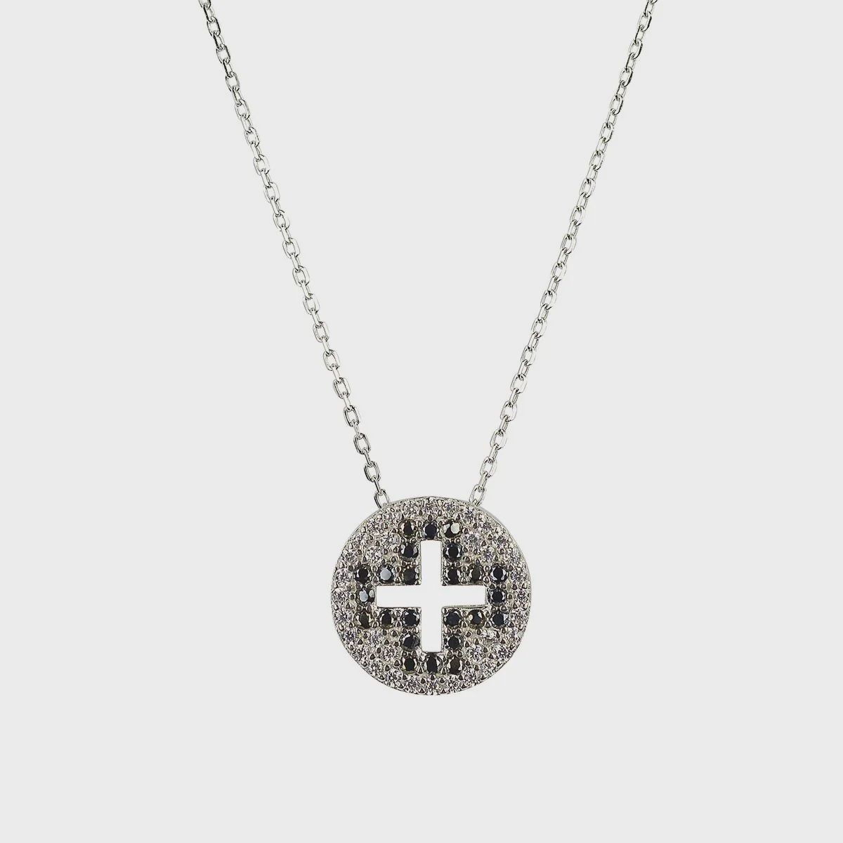 AVE DIVINITY CUT OUT CROSS STERLING  NECKLACE, Colour: SILVER