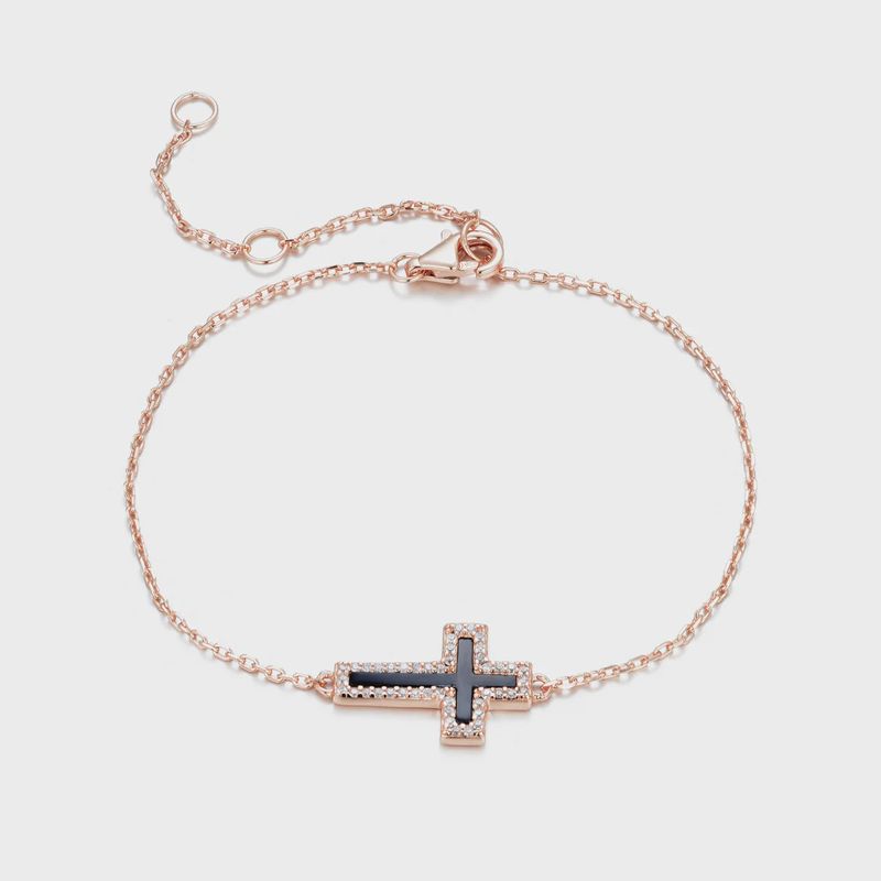AVE ISABELLA ONYX CROSS  BRACELET