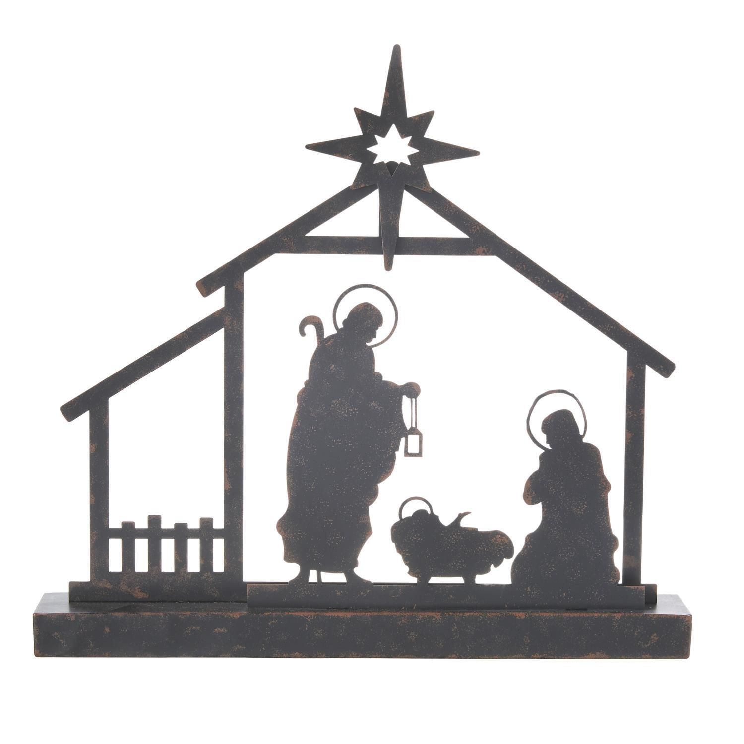 36cm/14.25&quot; Holy Family In Stable Silhouette