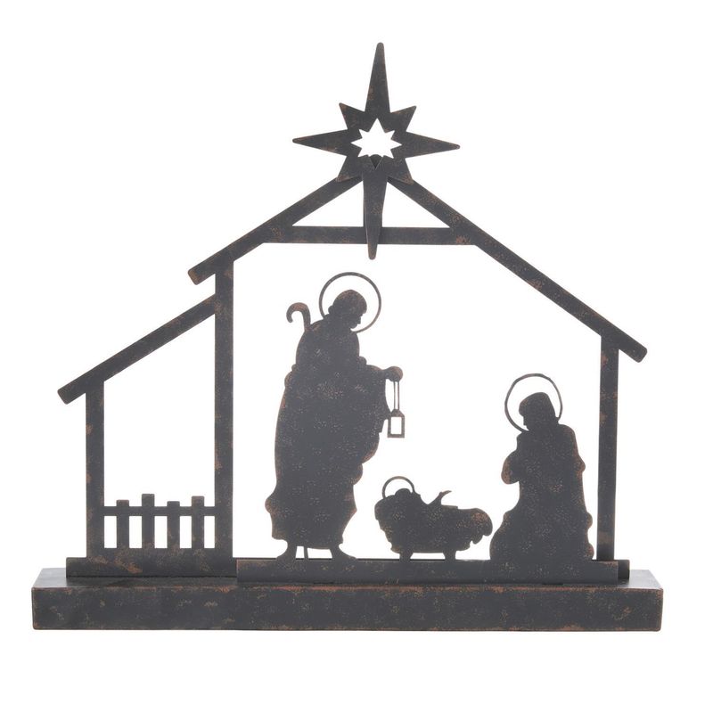 36cm/14.25&quot; Holy Family In Stable Silhouette