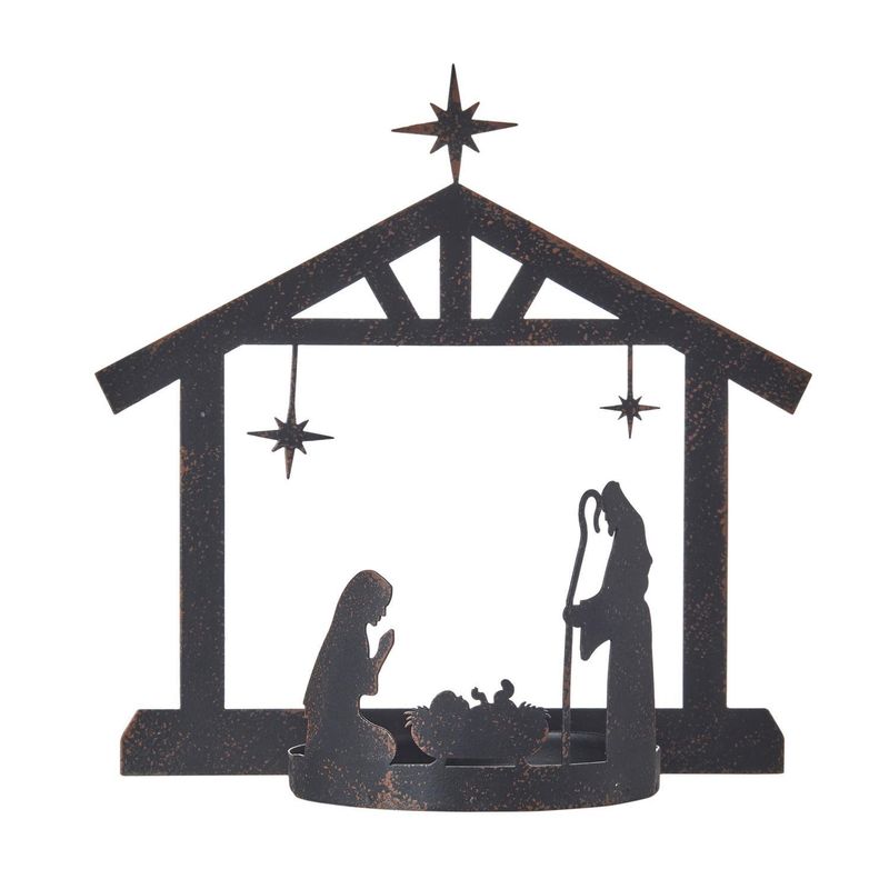19cm/7.5&quot; Holy Family Silhouette Candle Holder