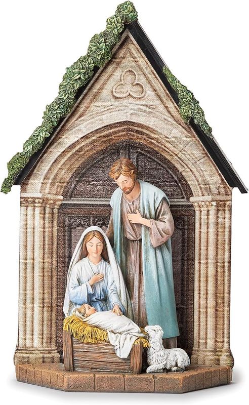 Holy Family Church Facade with Ivy Figurine, 12.5&quot;