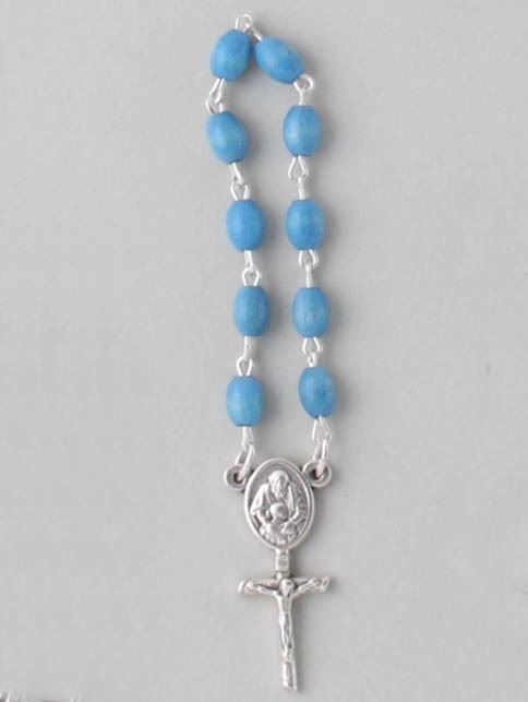Rosary Ring Wooden - 5mm Beads, Colour: BLUE