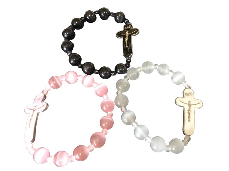 Crystal bracelet with metal cross