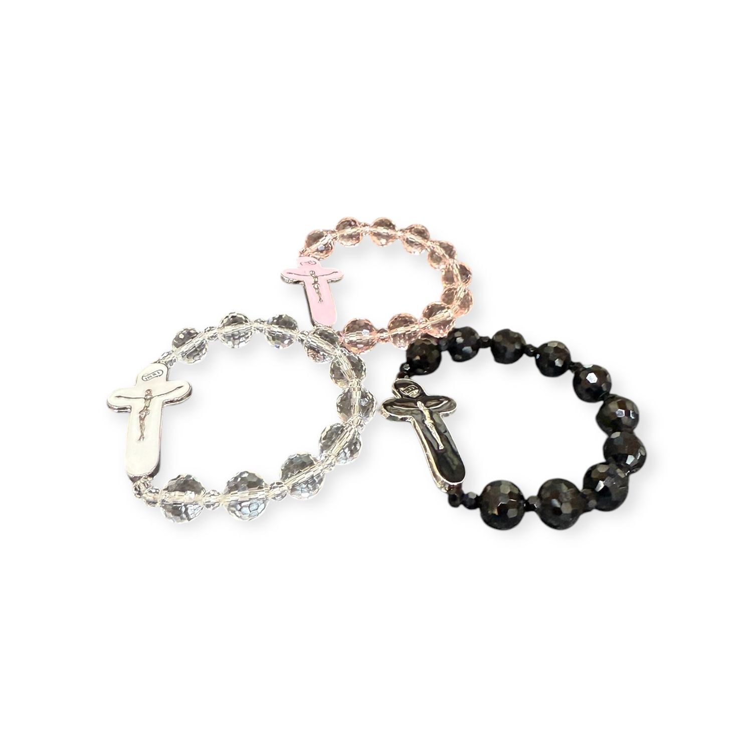 Crystal bracelet with metal cross