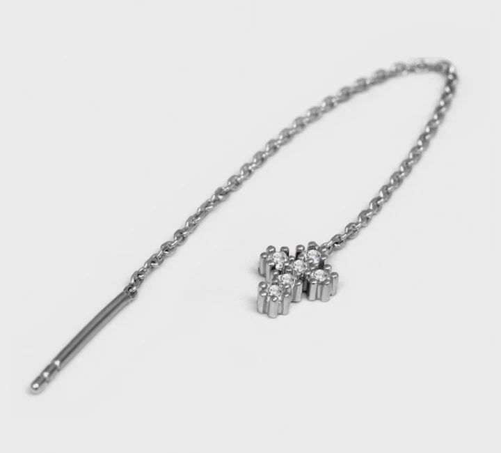 AVE CROSS THREAD EARRINGS, Colour: SILVER