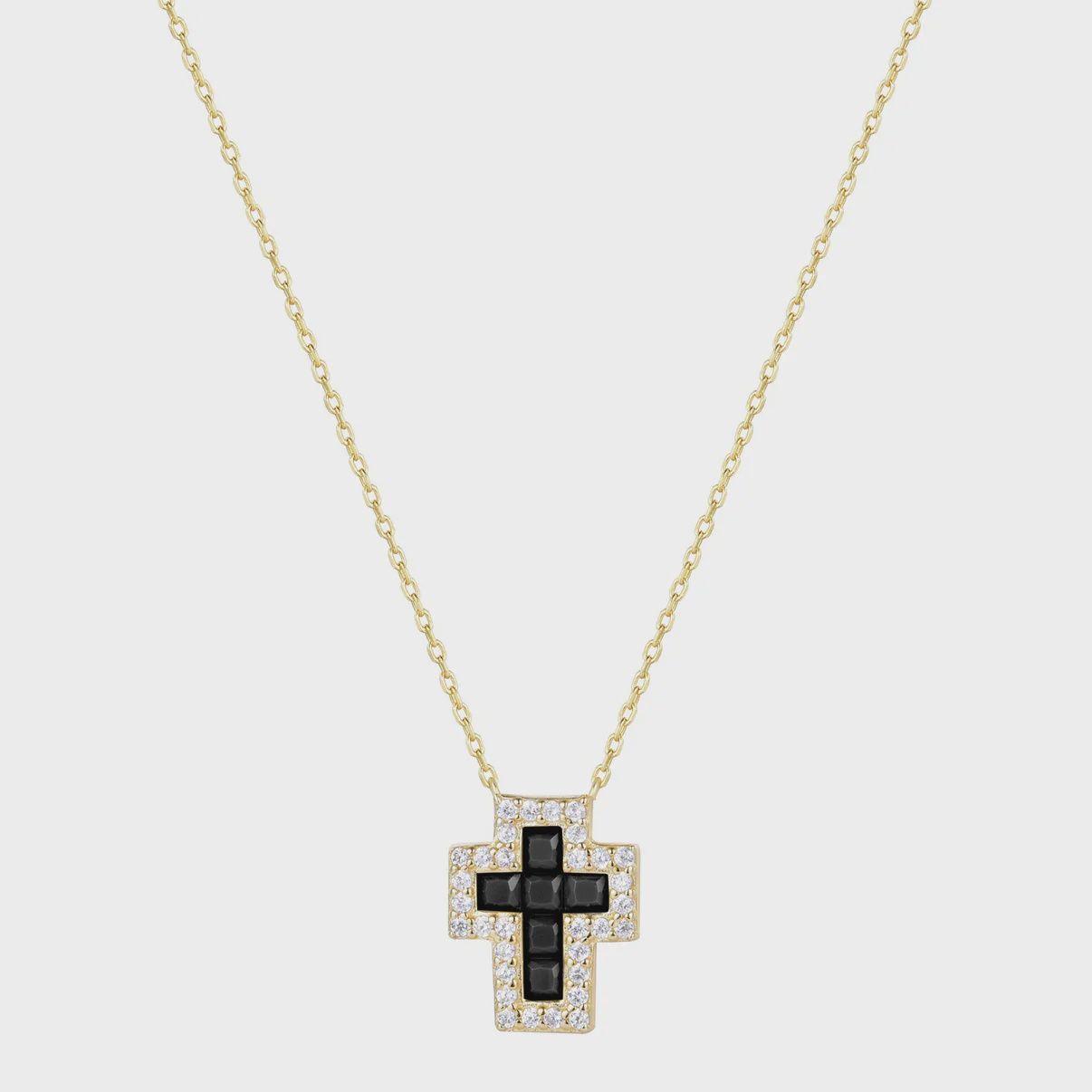 AVE SARAI ONYX CROSS NECKLACE, Colour: GOLD