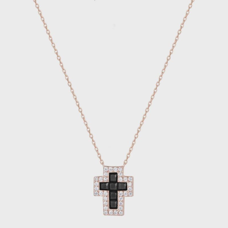 AVE SARAI ONYX CROSS NECKLACE