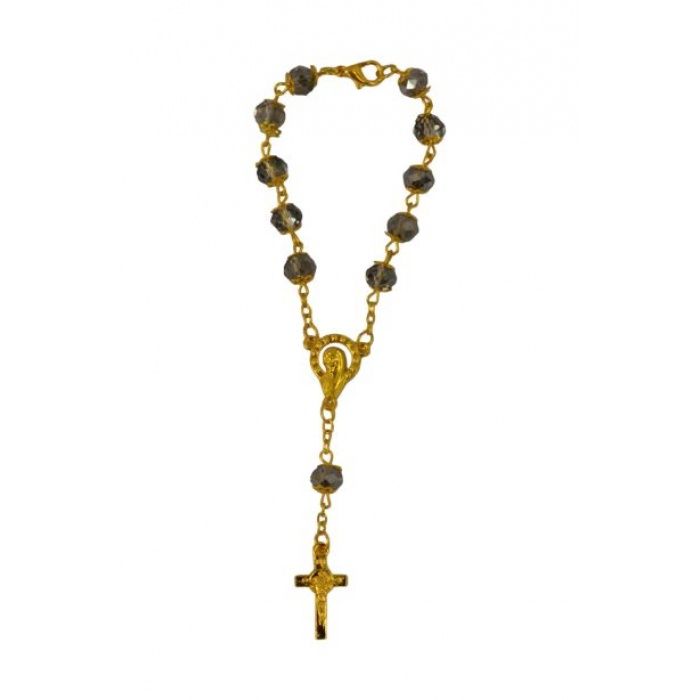 Crystal Hand Chain/Car Rosary, Colour: Gold/Grey