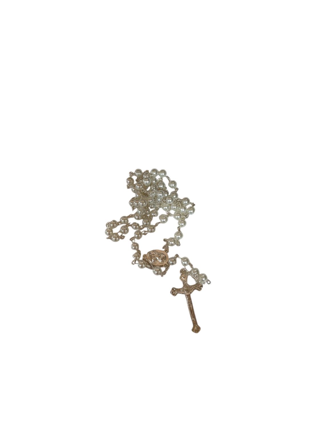 50cm Rosary, Colour: White/Silver