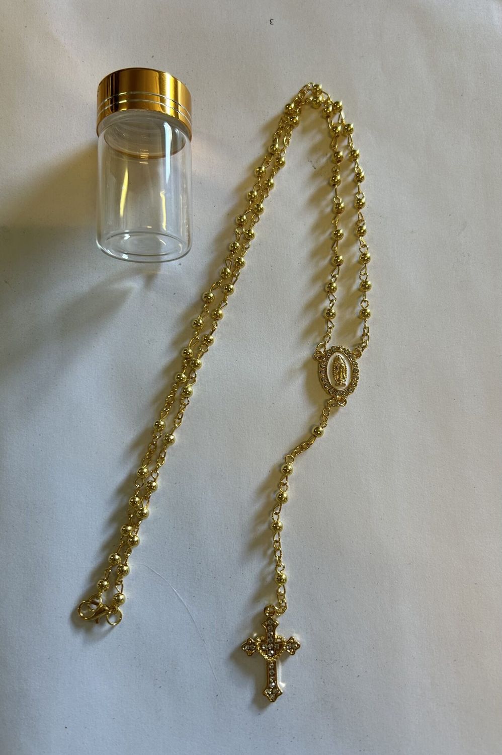 Gold Charm Metal rosary-Bead Size (4 MM) &amp; (43 CM Long)-Bottle