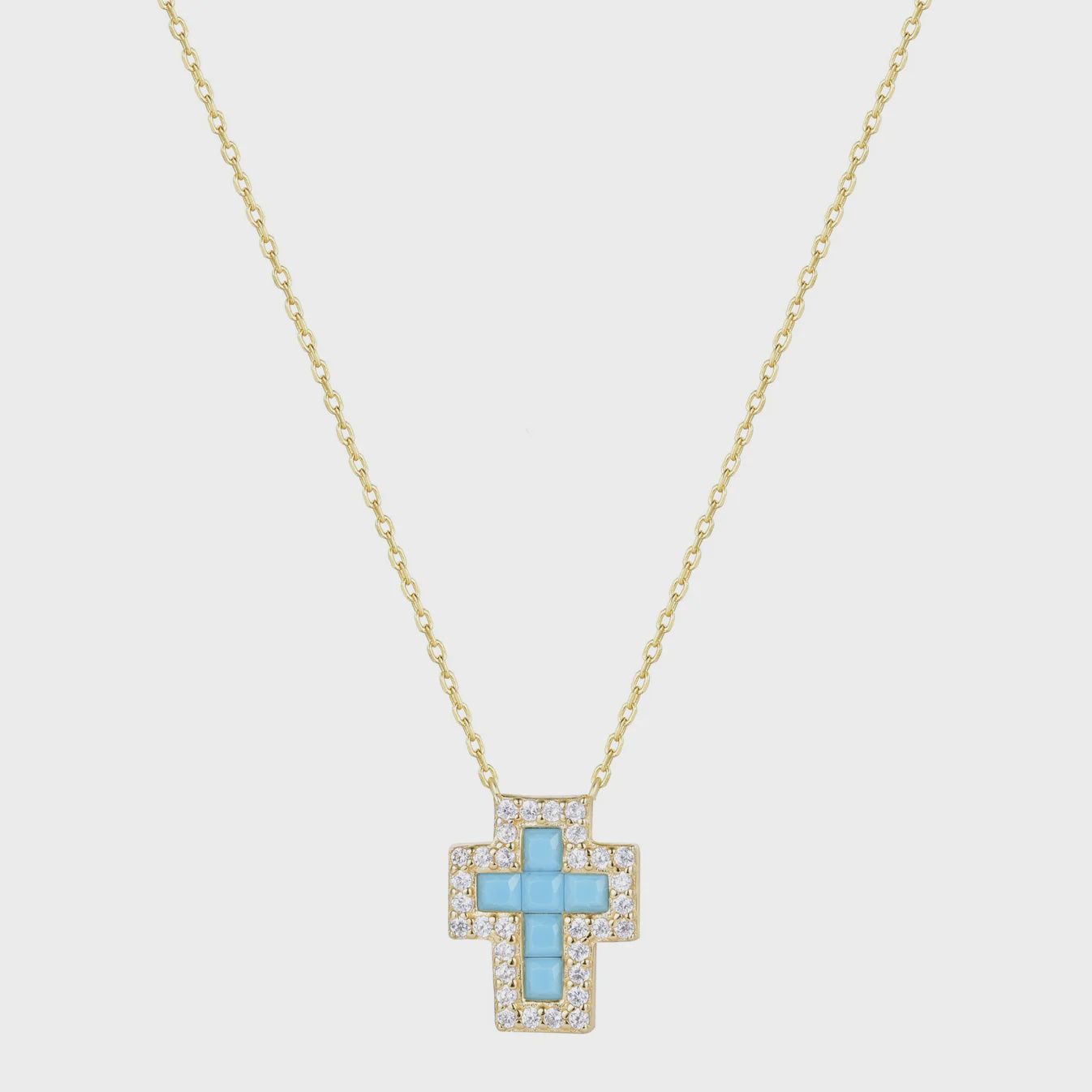 AVE SARAI TURQUOISE CROSS NECKLACE, Colour: GOLD