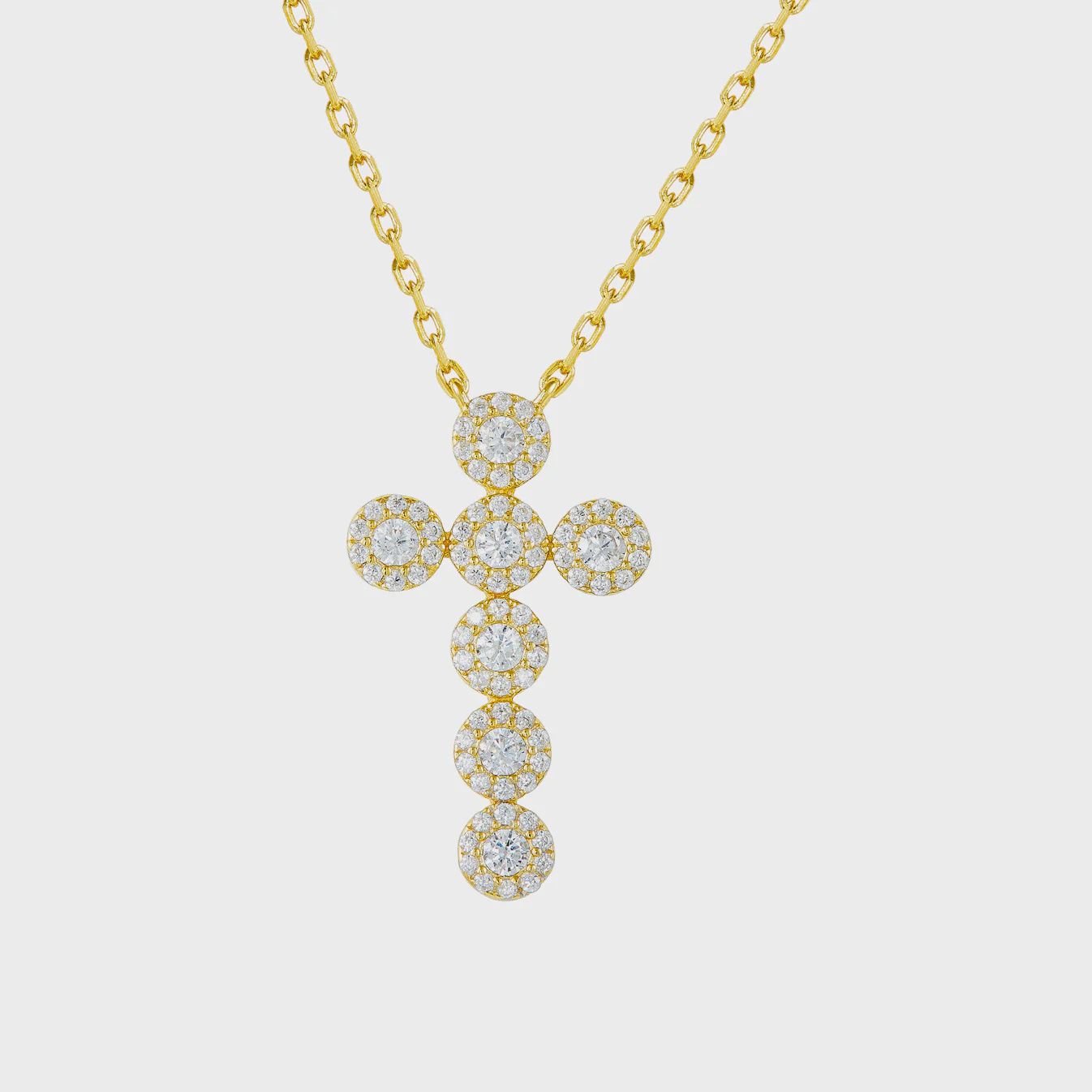 AVE HOPE LARGE CRYSTAL CROSS NECKLACE, Colour: GOLD