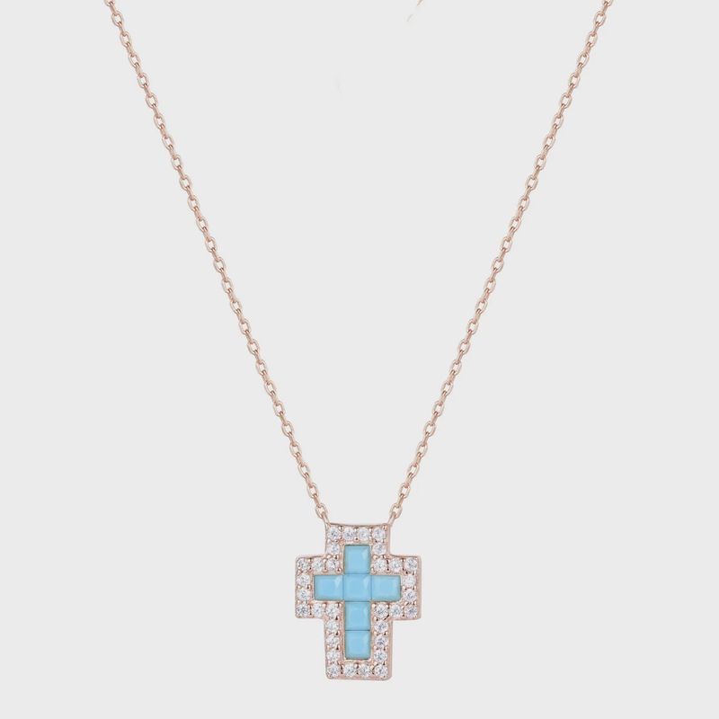 AVE SARAI TURQUOISE CROSS NECKLACE