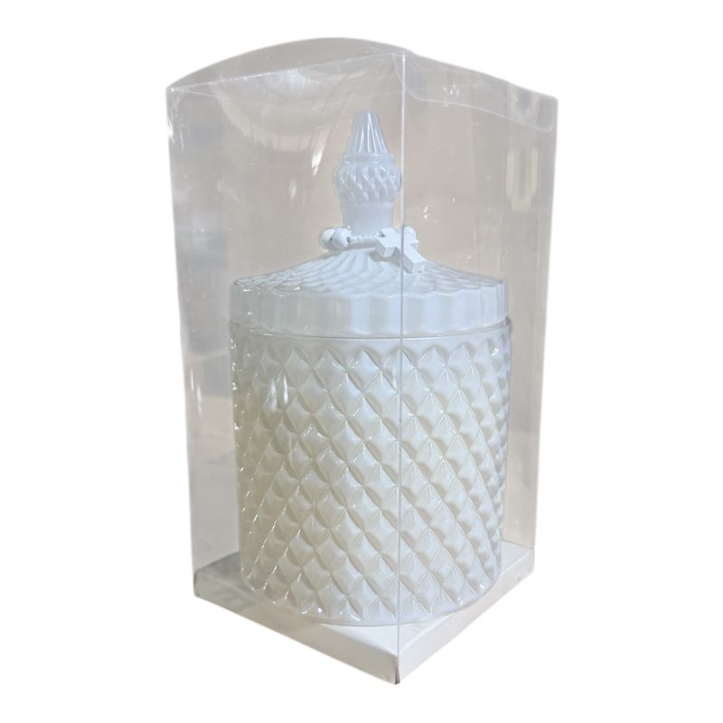 Diamond Cut Candle Jar White