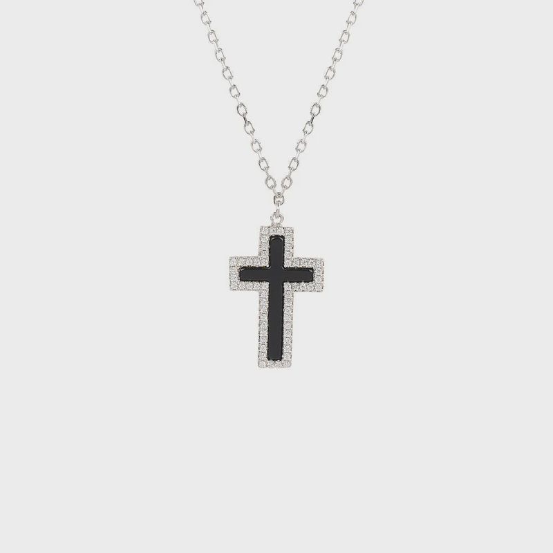 Aria Black Cross Chain Necklace