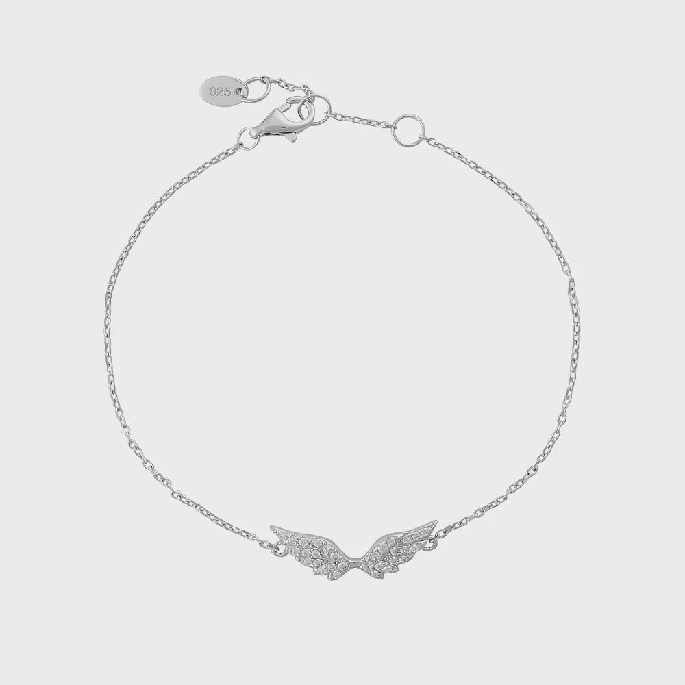 Angel Wings Bracelet with Crystals, Colour: Silver