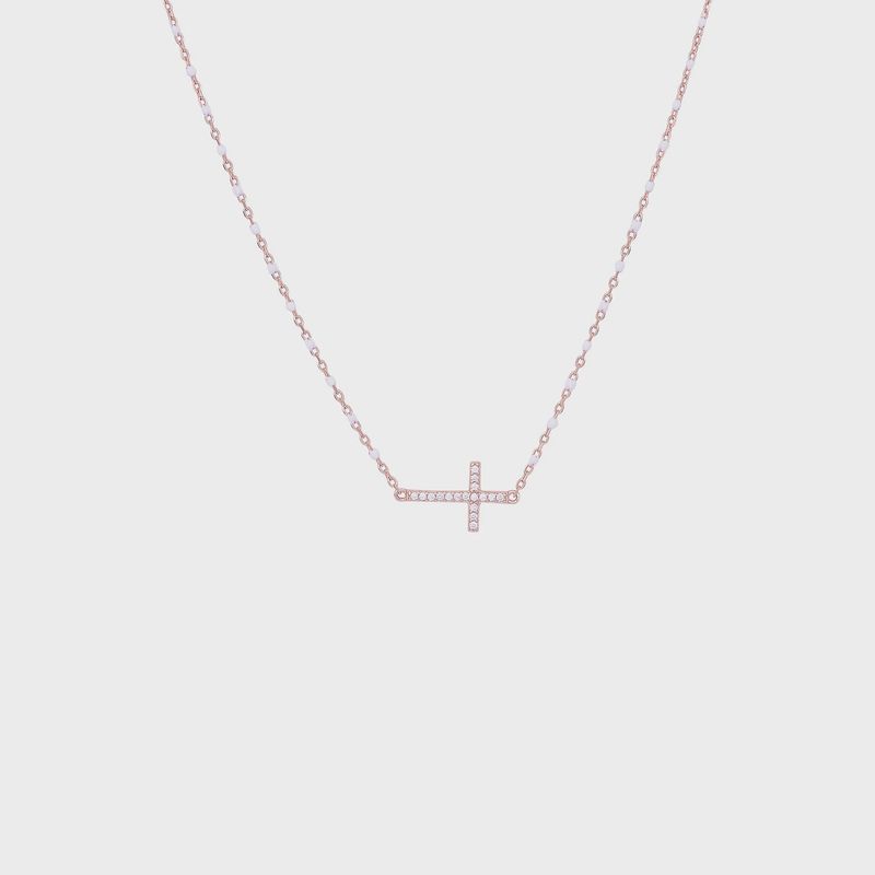 Zara Pearl Side Cross Necklace