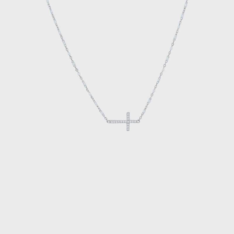 Zara Pearl Side Cross Necklace