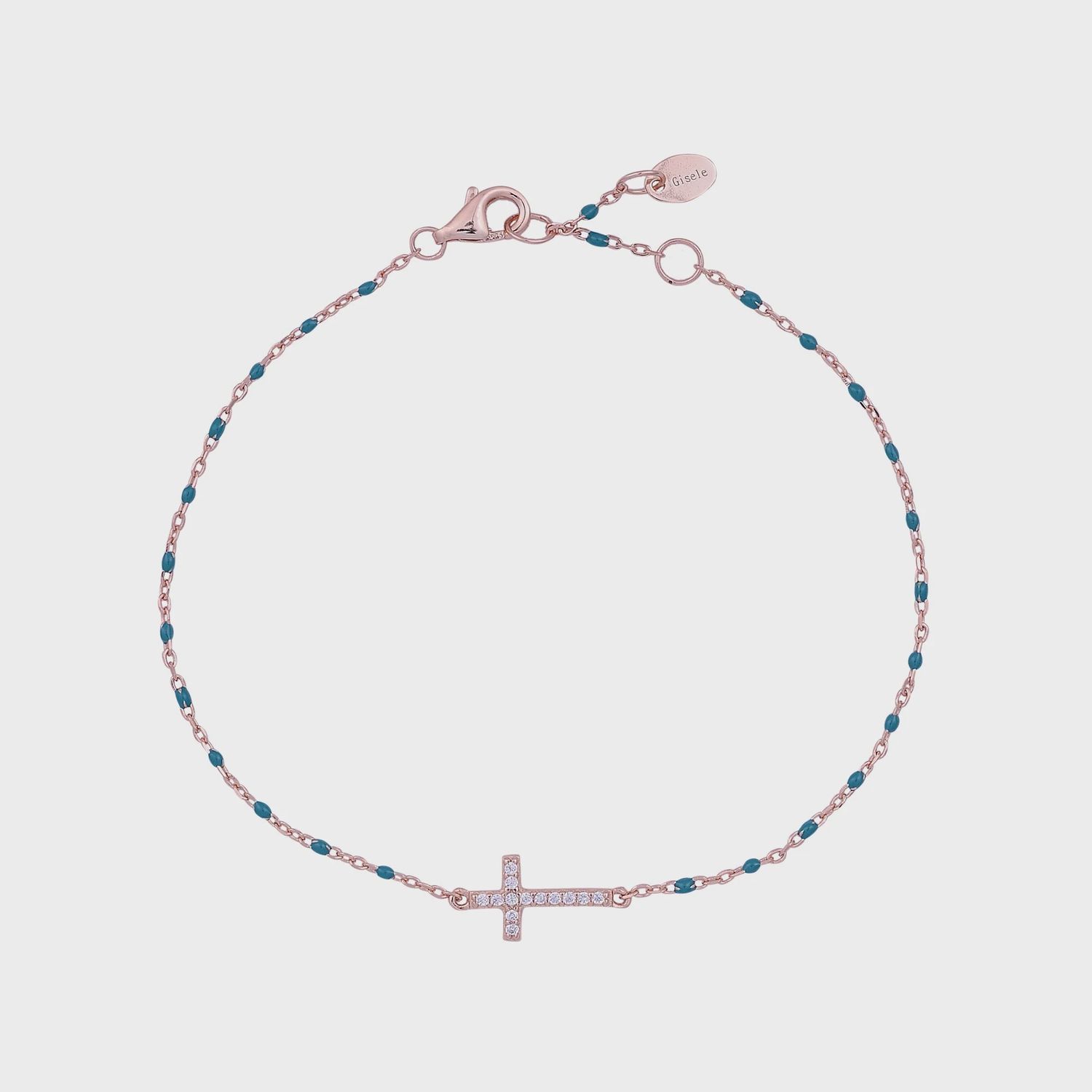 Zara Turquoise Side Cross Chain Bracelet