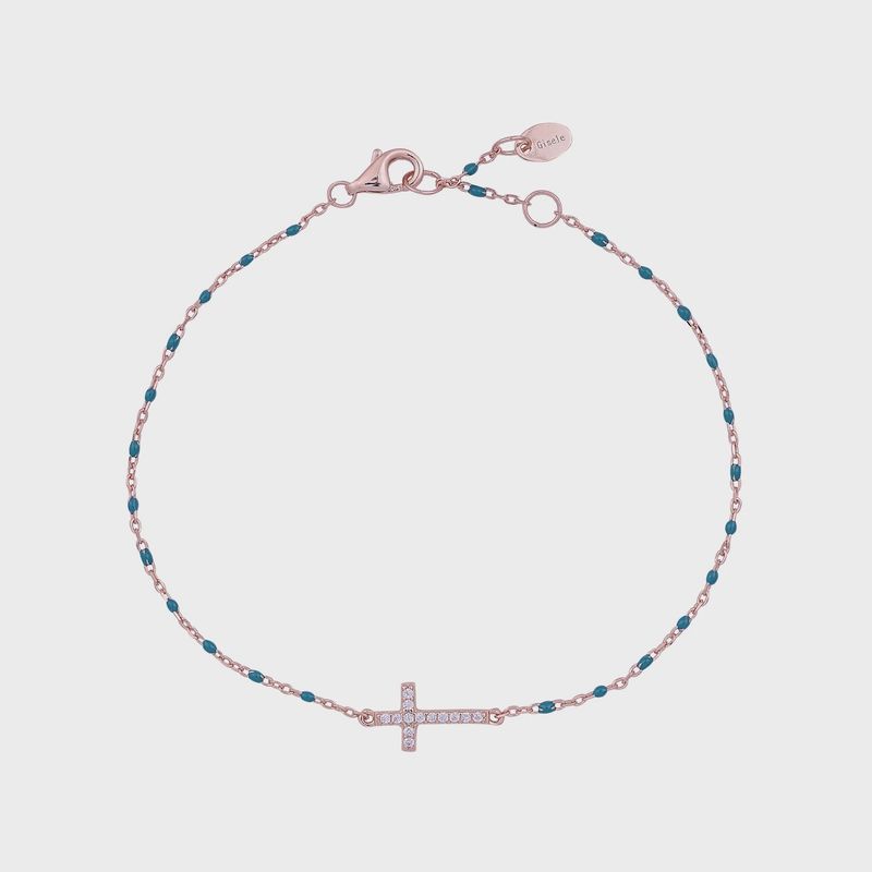 Zara Turquoise Side Cross Chain Bracelet