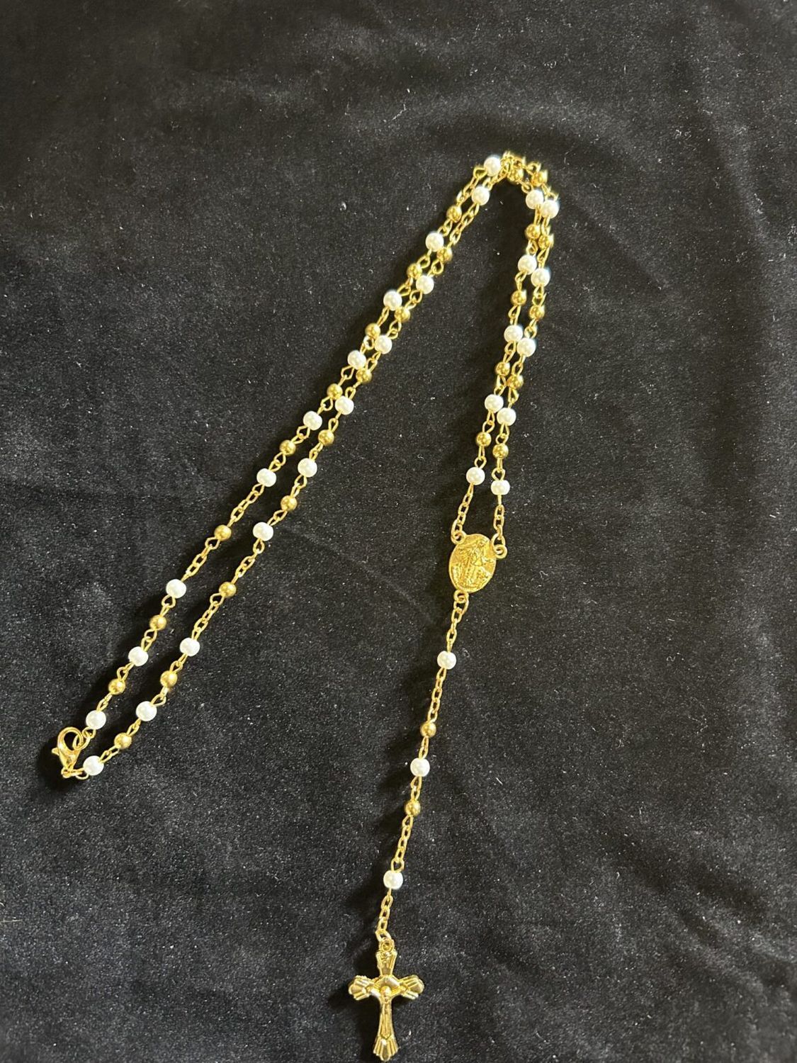Small Clear Rosary with Gold Charm