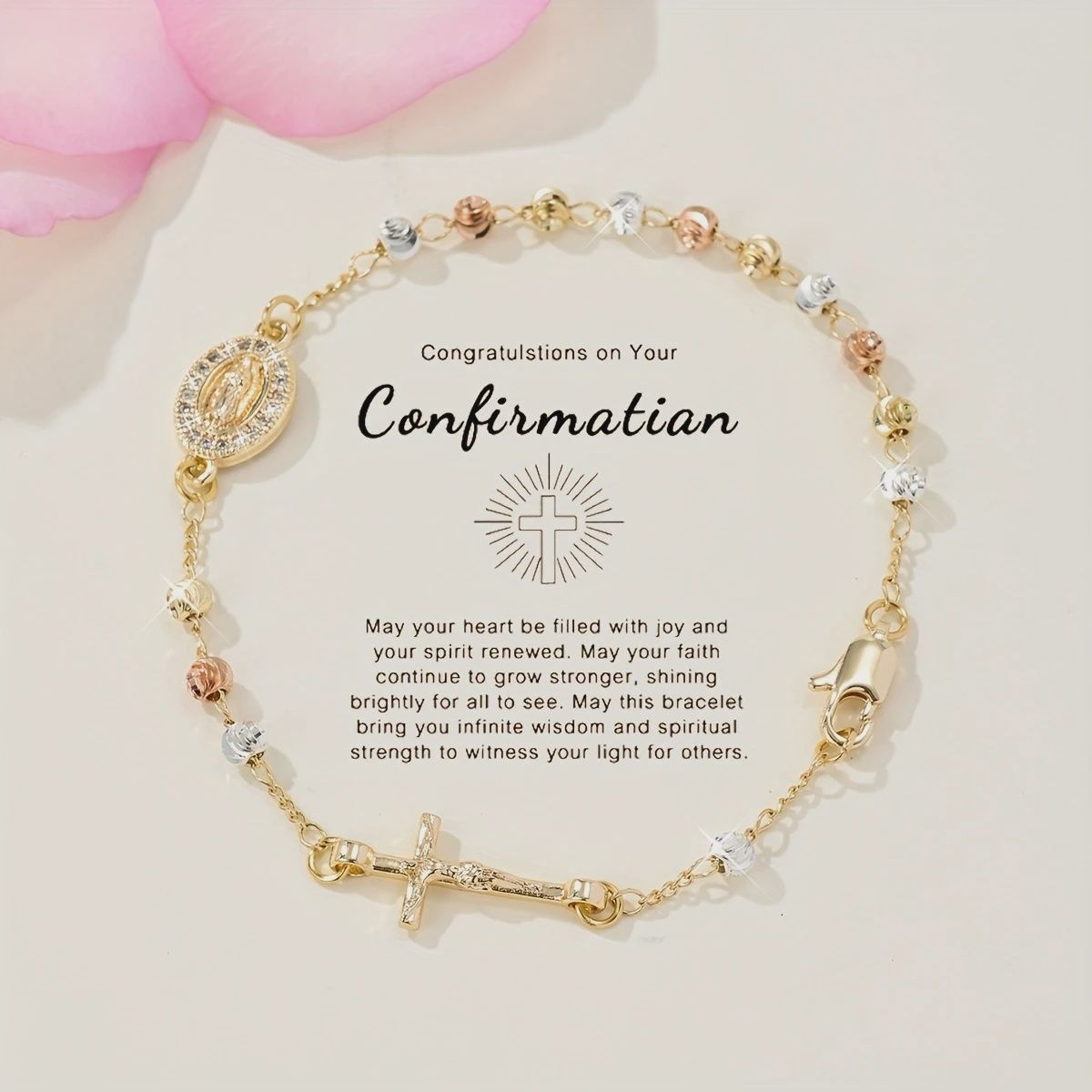 Virgin Mary Cross Bead Bracelet