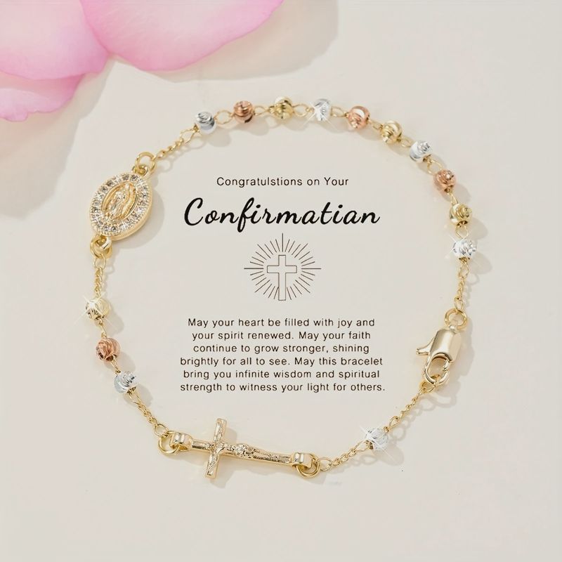 Virgin Mary Cross Bead Bracelet