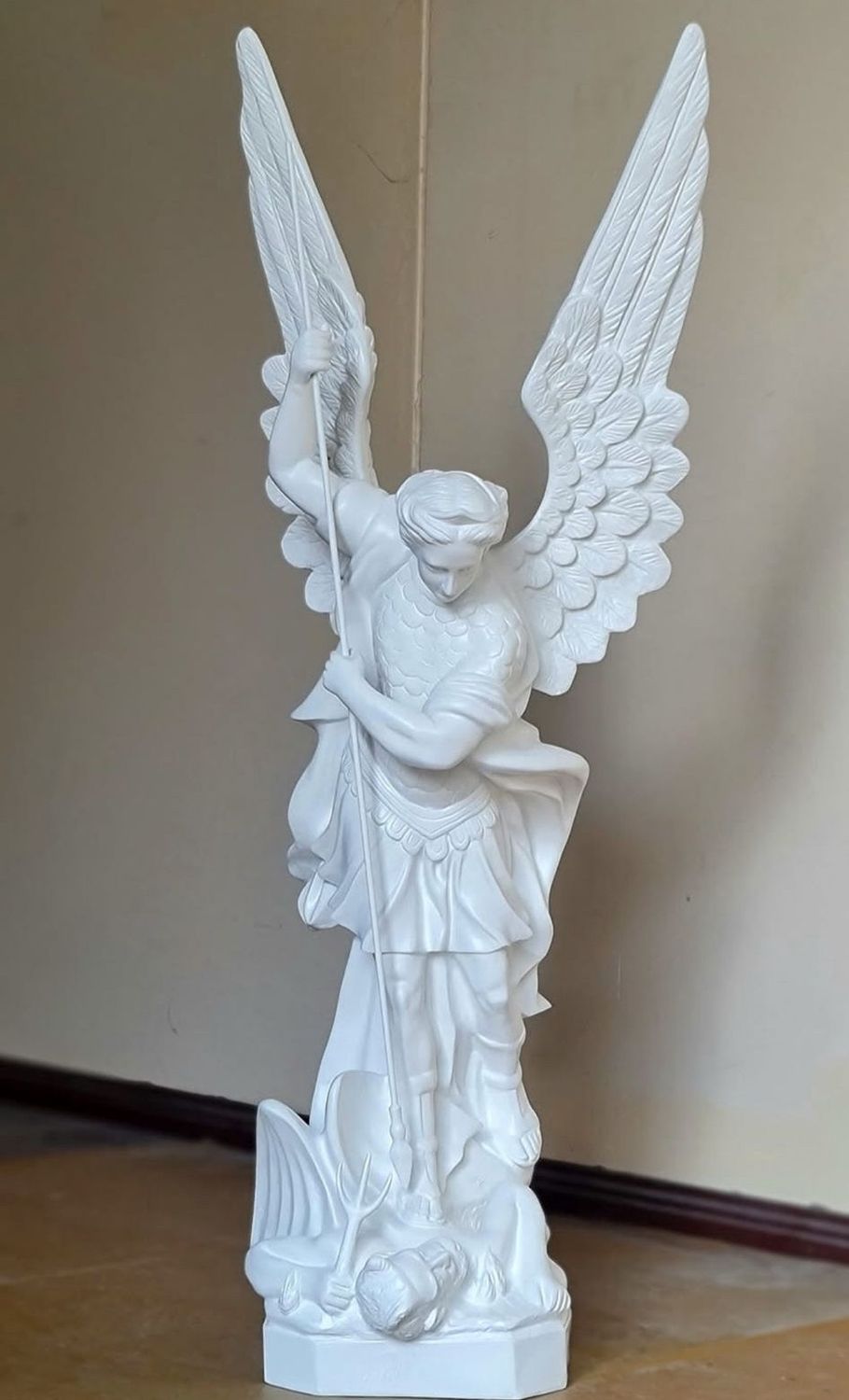 St Michael White Outdoor Statue 125cm