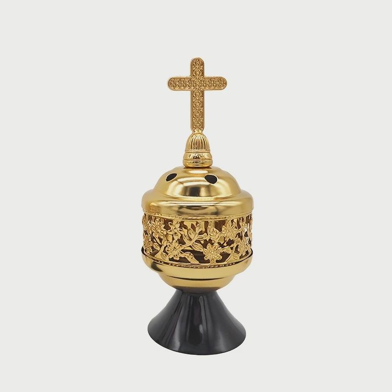 Metal Small Incense Burner 13 CM, Colour: Gold