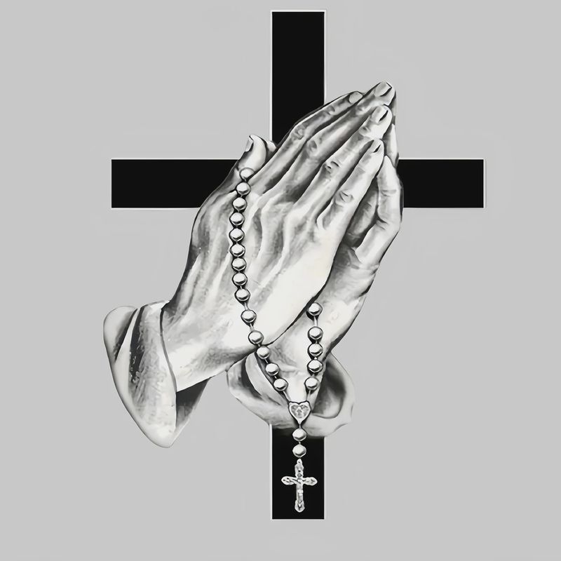 Cross Prayer Hands Car Sticker
