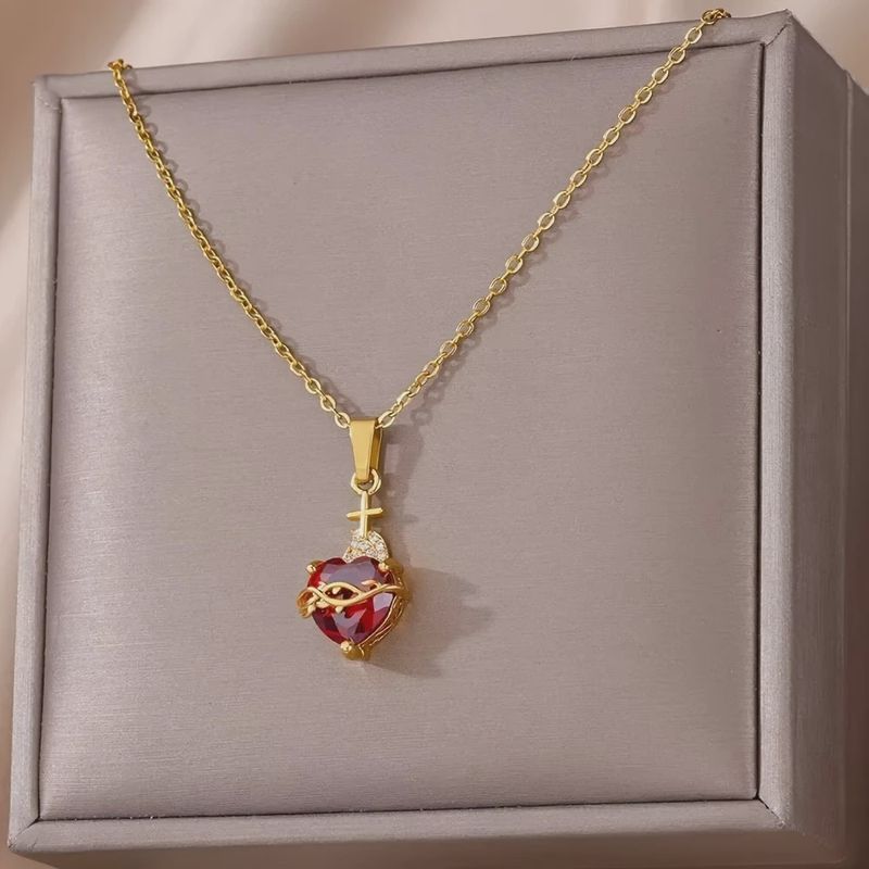 Sacred Grapevine Red Heart Necklace