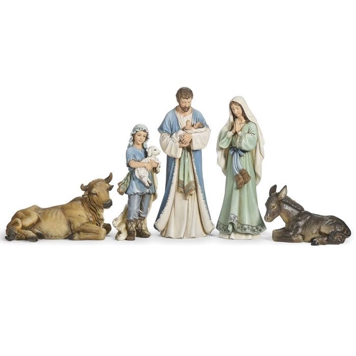 12&quot; Blue and Green Nativity, Set of 5