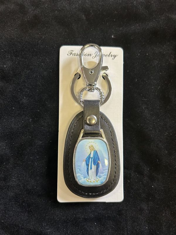 Metal Key Ring  Leather Back