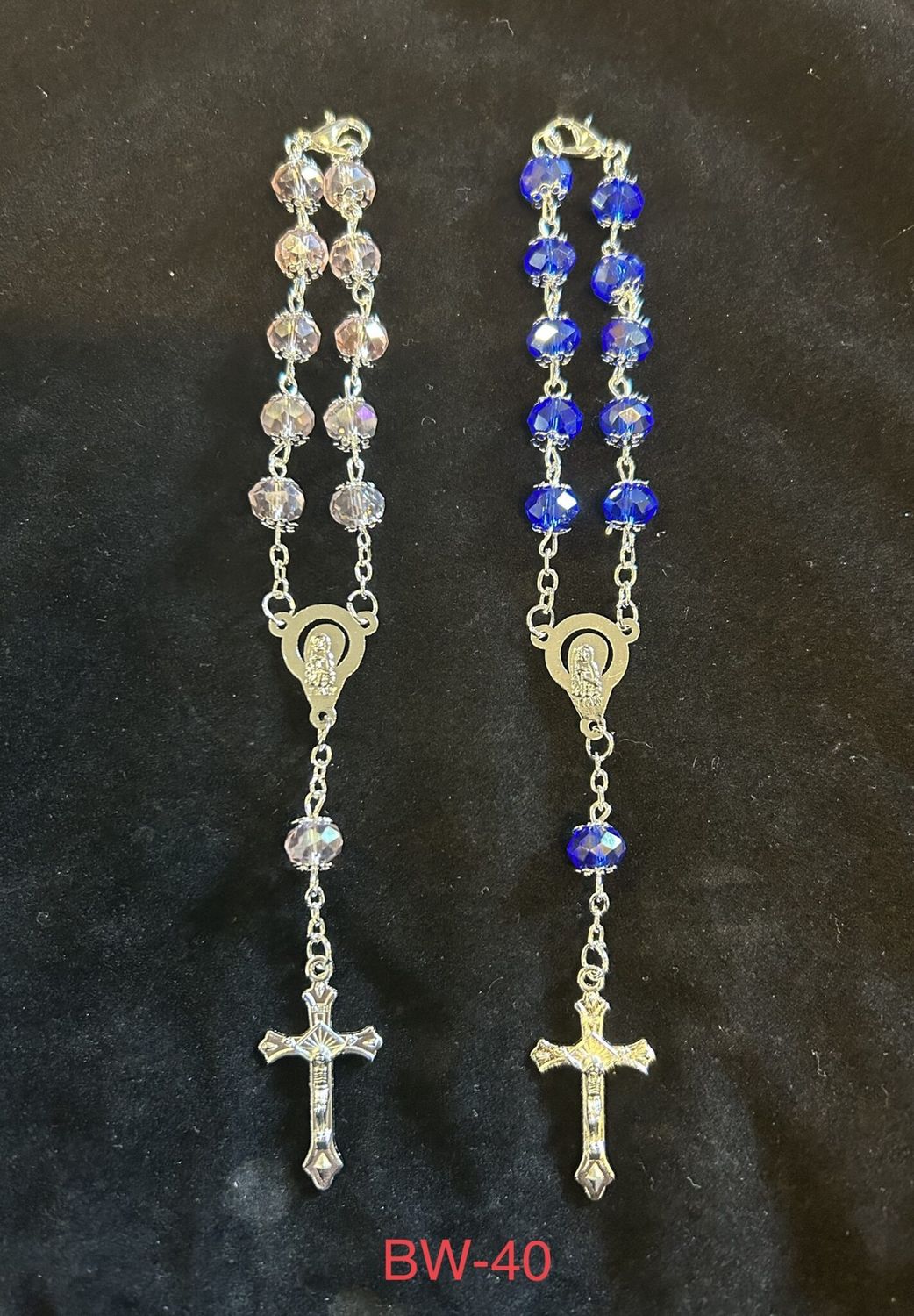Small Crystal Car Rosary, Colour: Clear