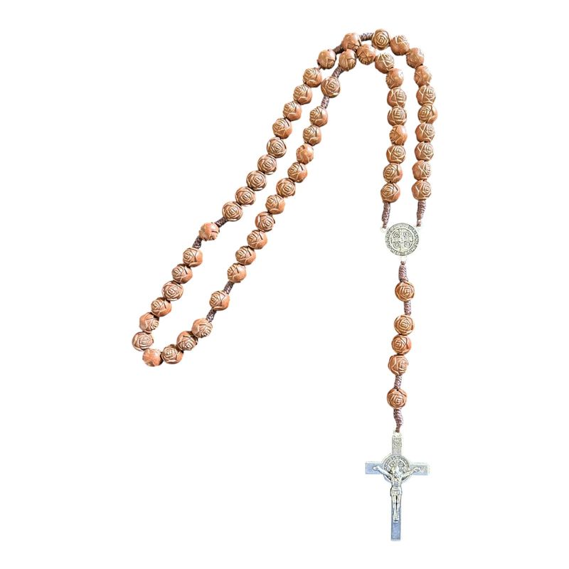 Rosary St Benedict 43 cm Rose Brown