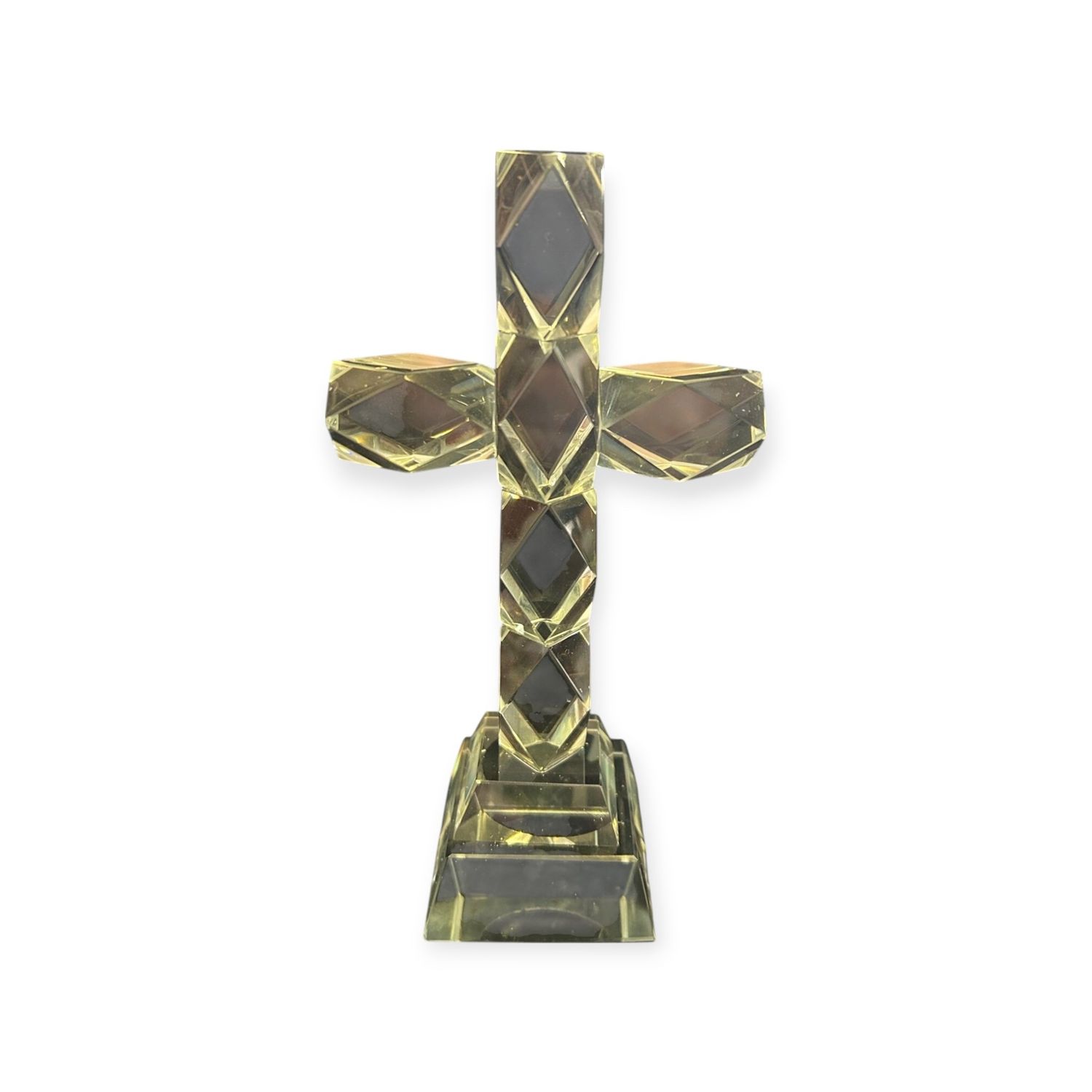 Crystal cross with Jesus standing
