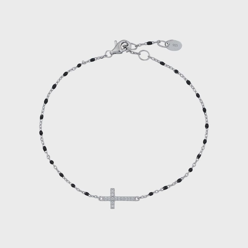Zara Black Side Cross Chain Bracelet