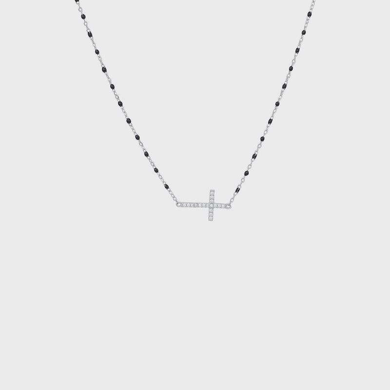 Zara Black Side Cross Necklace