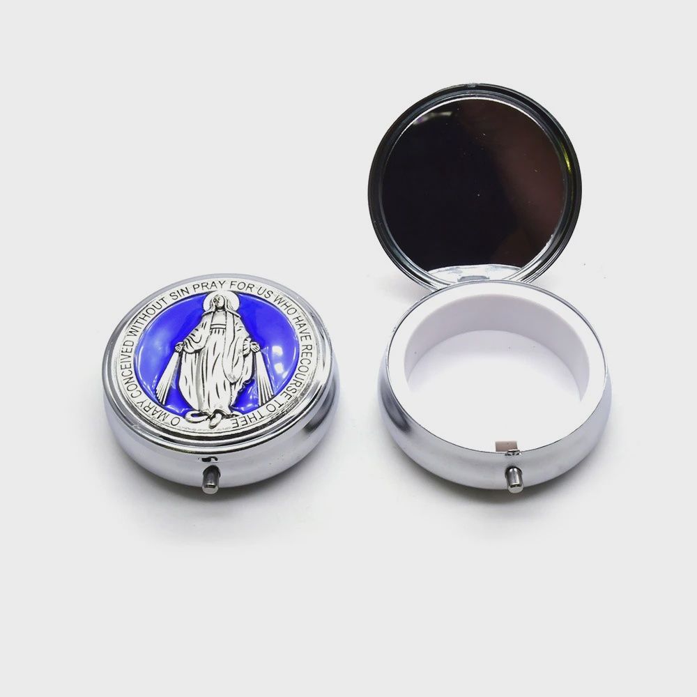 Miraculous Metal Rosary Case, Colour: Blue