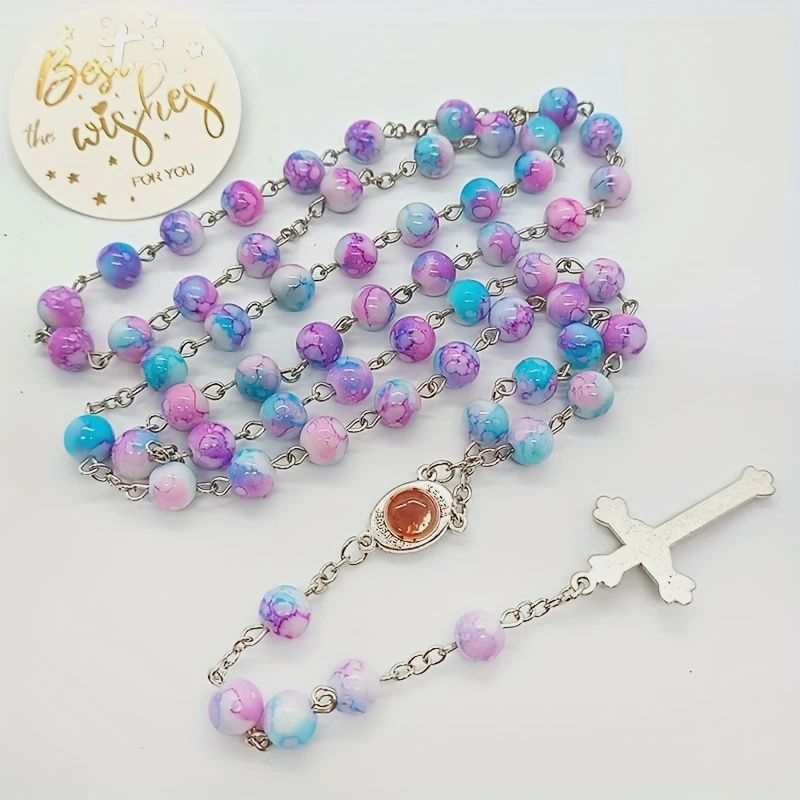 Colourful Beaded Cross Rosary